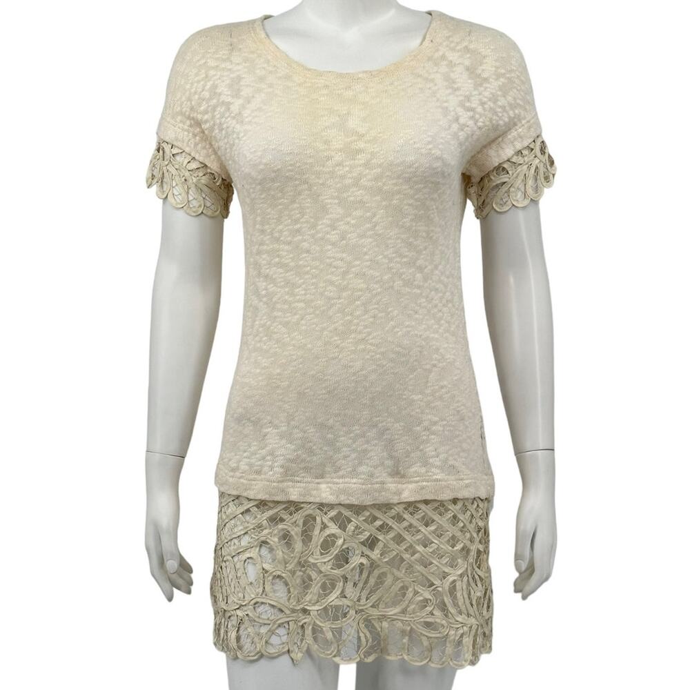 Saturday Sunday Anthropologie Top Women XS Spalliera Lace Trim Tunic Cotton Boho